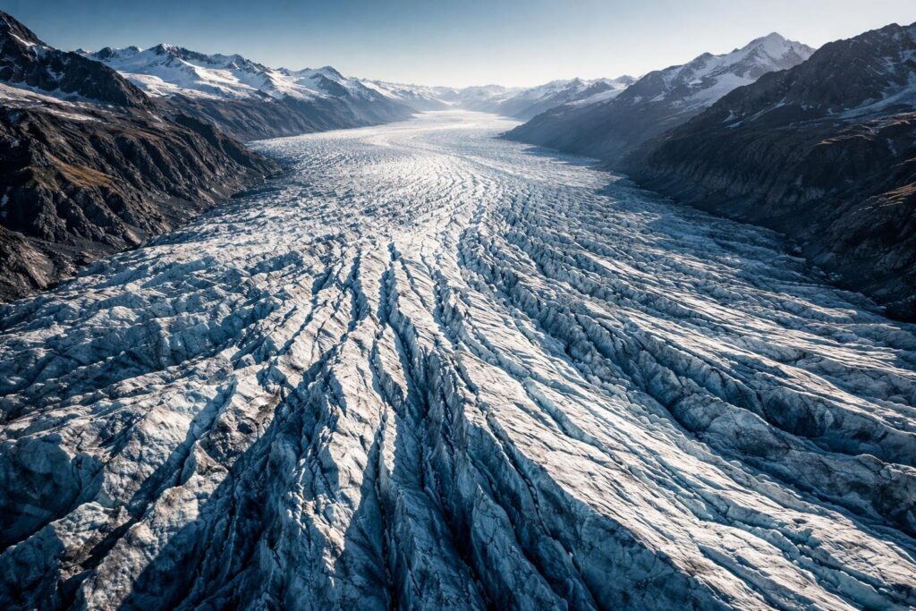 glacier facts aerial view ice sheet