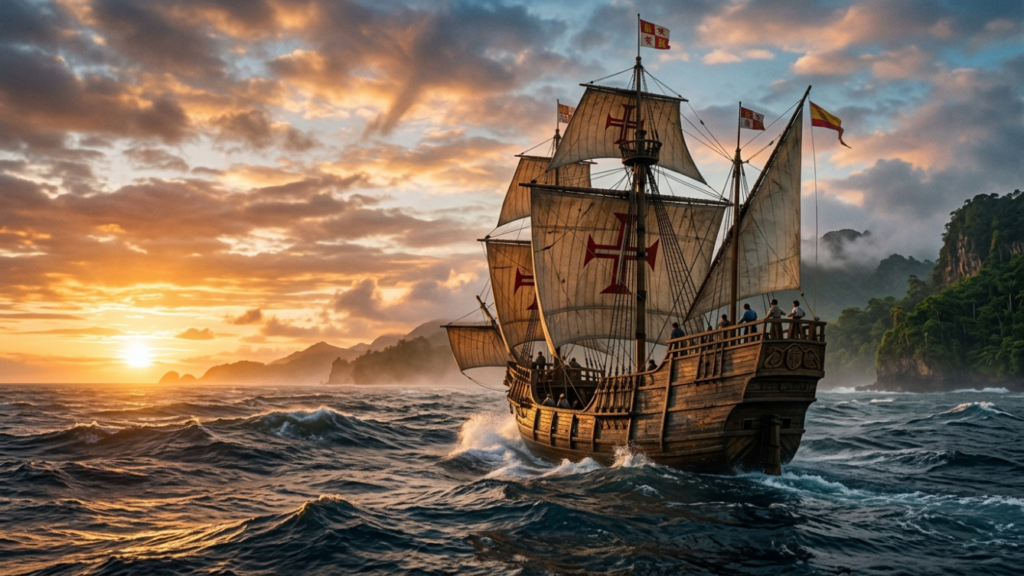 age of exploration facts Christopher Columbus voyage scene