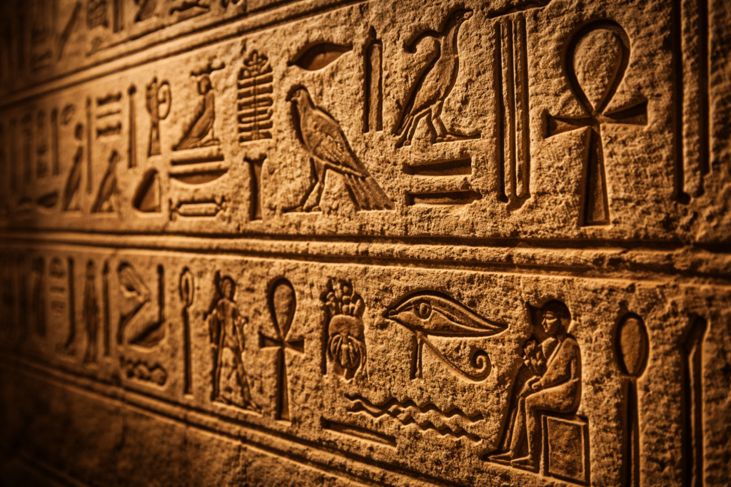 ancient Egypt facts hieroglyphics carved stone wall