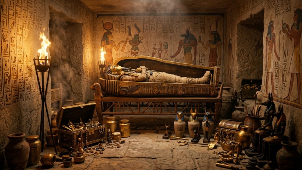 ancient Egypt facts mummy burial chamber scene