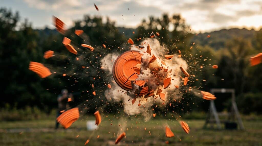 clay shooting facts clay target breaking mid air
