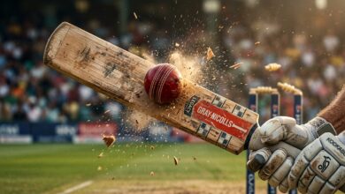 cricket facts ball striking bat with motion detail