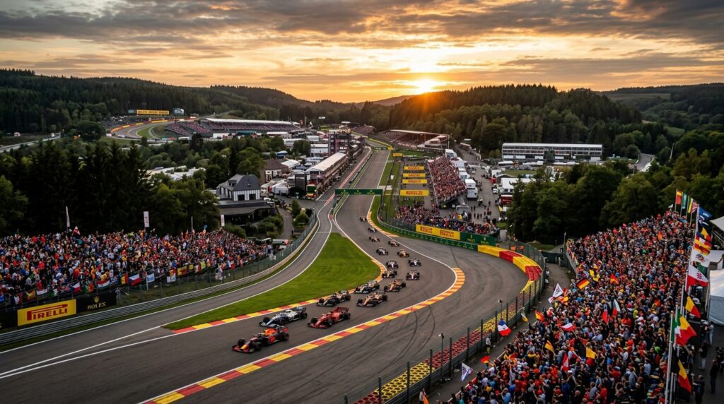 formula one facts aerial race view with crowd