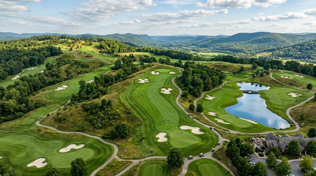 golf facts aerial view of golf course landscape