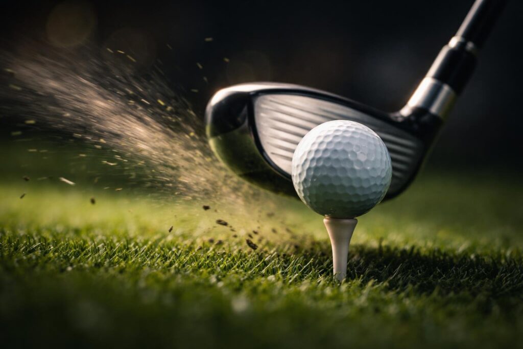 golf facts golf ball on tee before impact