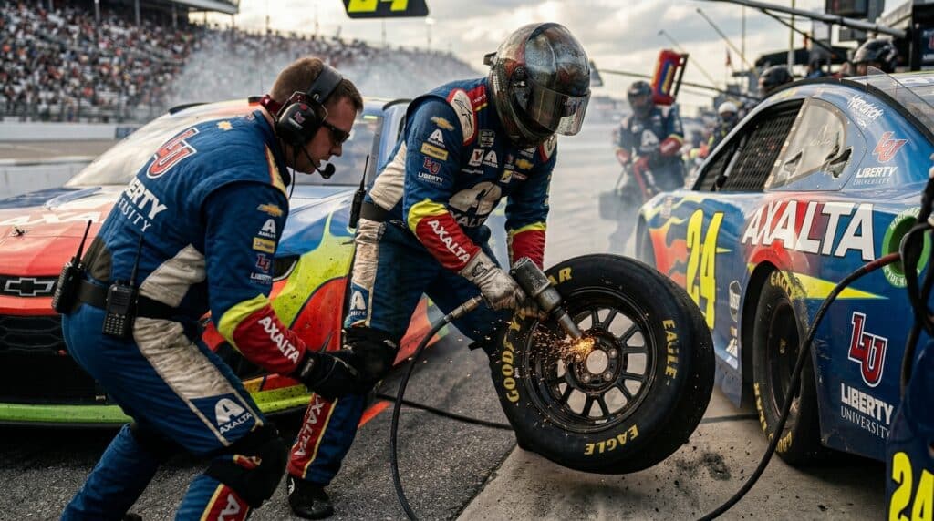 nascar facts pit crew changing tyres quickly