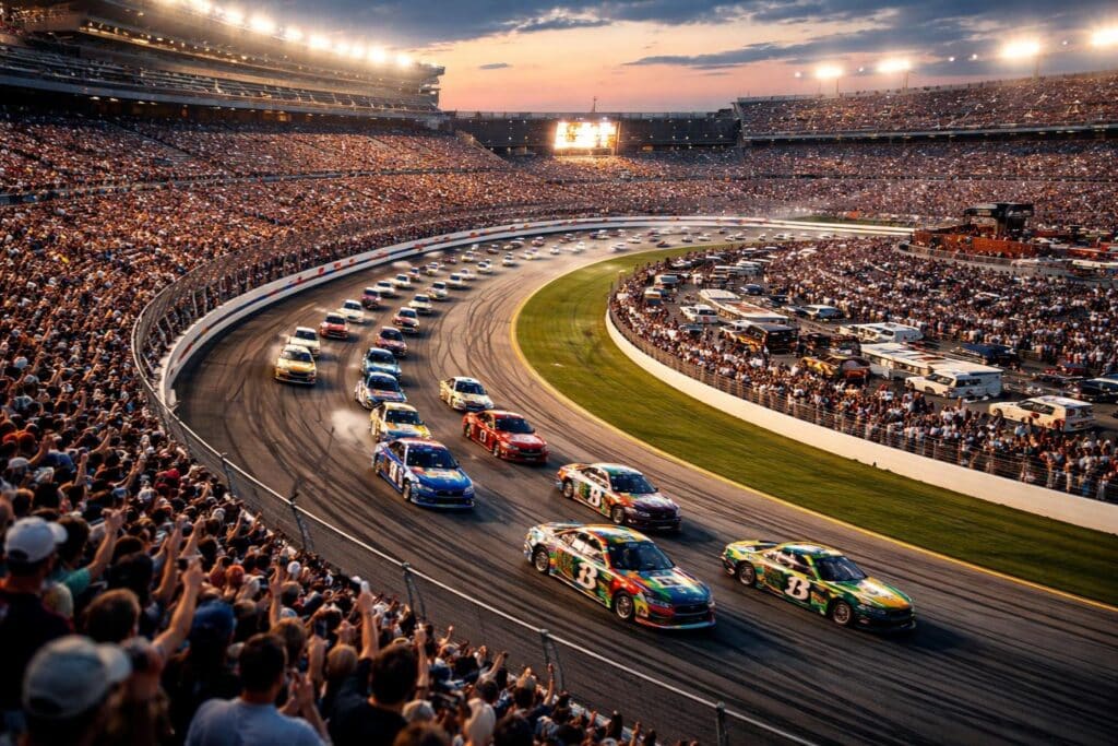 nascar facts aerial view of race stadium