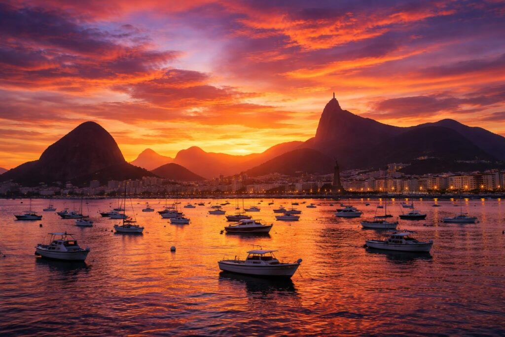 harbor of rio de janeiro facts sunset skyline
