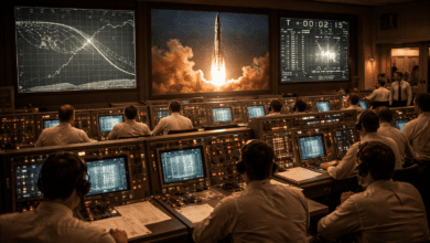 space race facts Cold War mission control room tense atmosphere