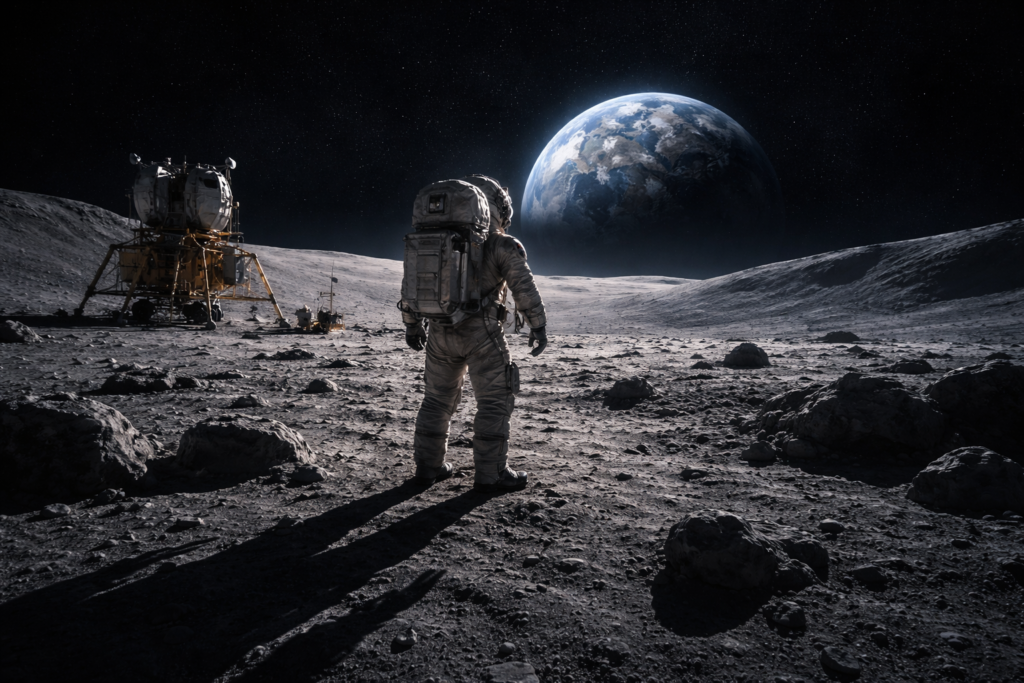 space race facts Apollo 11 moon landing astronaut scene