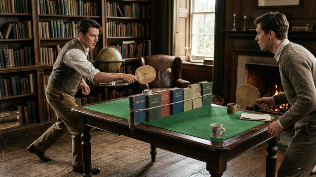 table tennis facts early improvised game setup