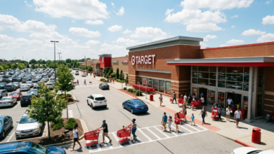 Target facts showing modern large retail store exterior