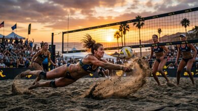 volleyball facts beach volleyball action scene