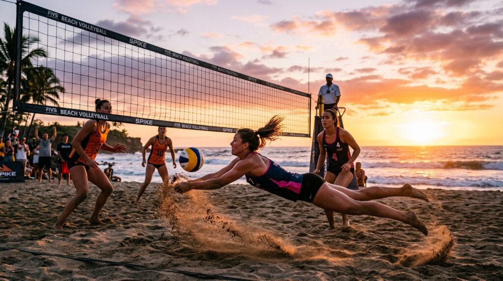 volleyball facts beach volleyball action scene