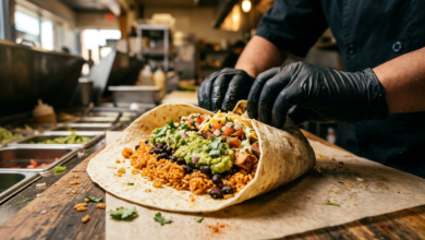 Chipotle Mexican Grill facts burrito with fresh ingredients close-up