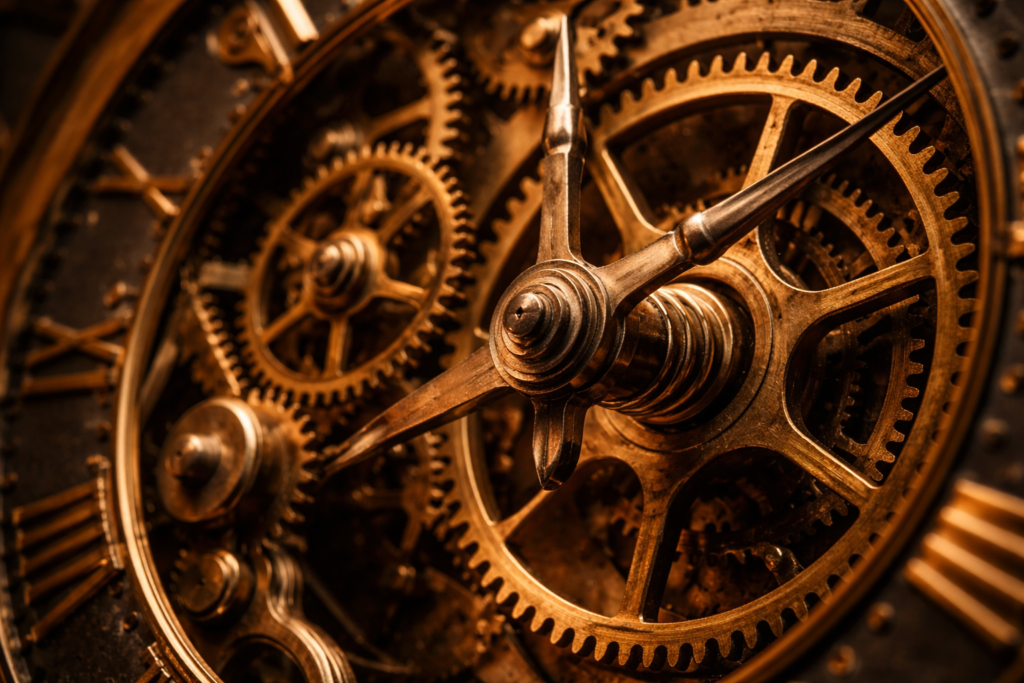 facts about time antique clock mechanism close up