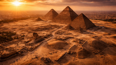 Great Pyramid of Giza facts aerial view of pyramid complex