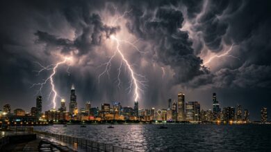 lightning facts storm over city with multiple lightning strikes