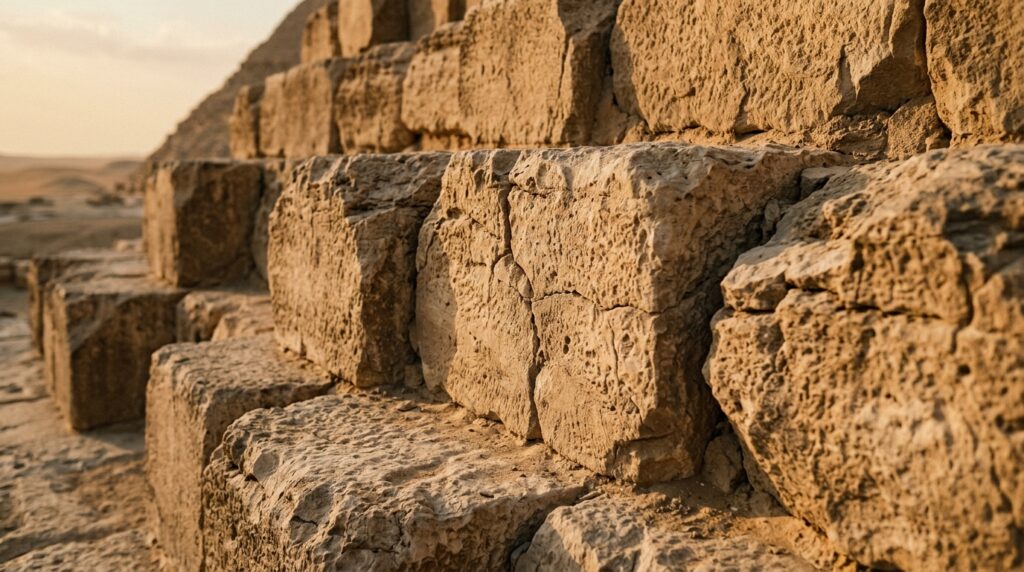 Great Pyramid of Giza facts showing detailed limestone blocks