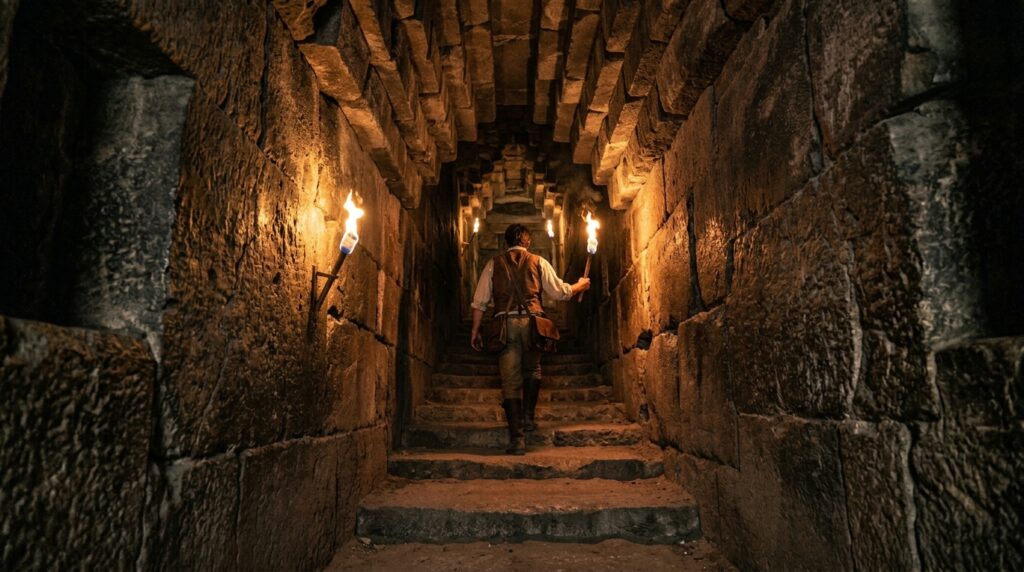 Great Pyramid of Giza facts showing interior chamber passage