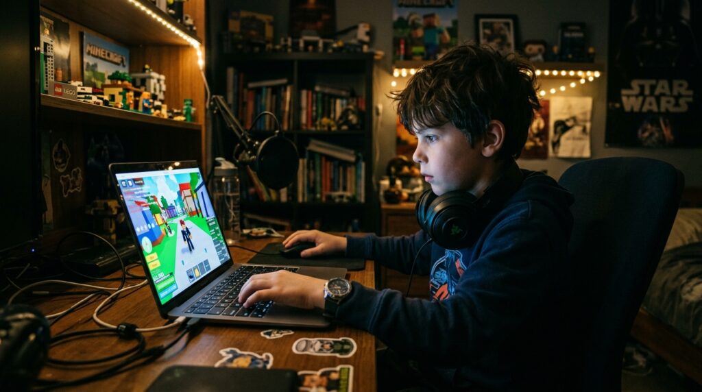 roblox facts player using laptop