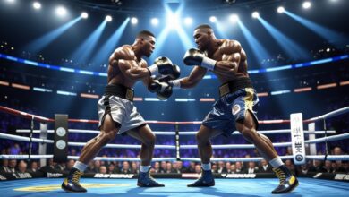 boxing facts professional match in a crowded arena with dramatic lighting