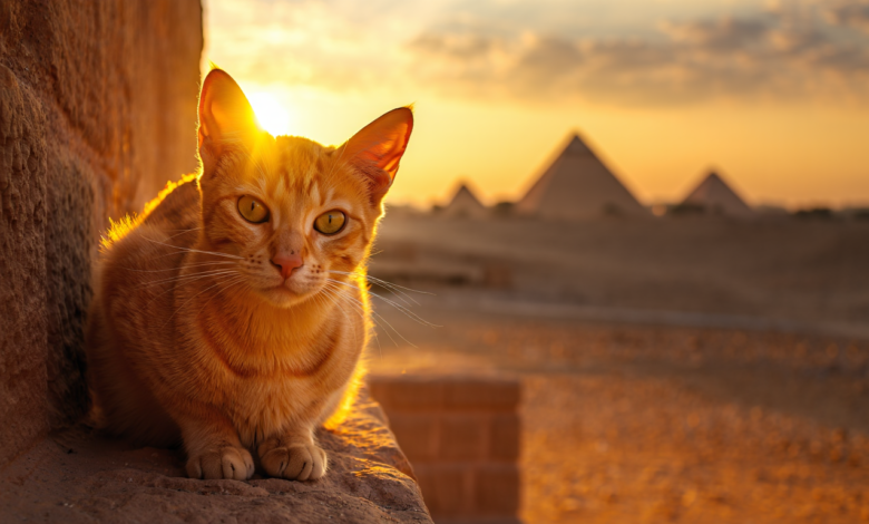 Close-up of a domestic cat with bright eyes and whiskers