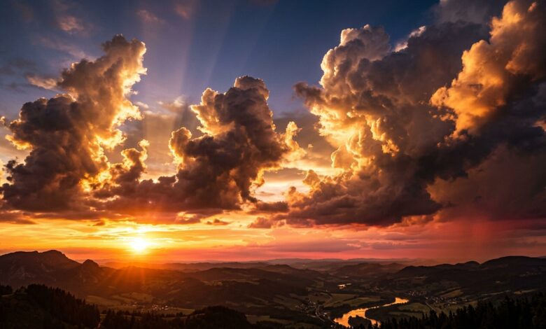cloud facts fluffy cumulus clouds at sunset