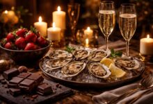 sex foods oysters romantic dinner table