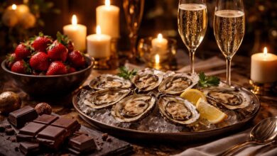 sex foods oysters romantic dinner table