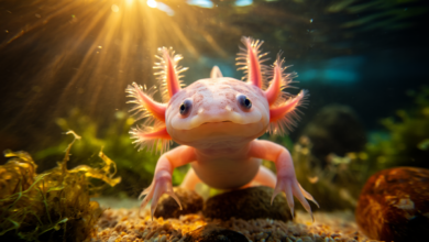 axolotl facts pink axolotl underwater with feathery gills
