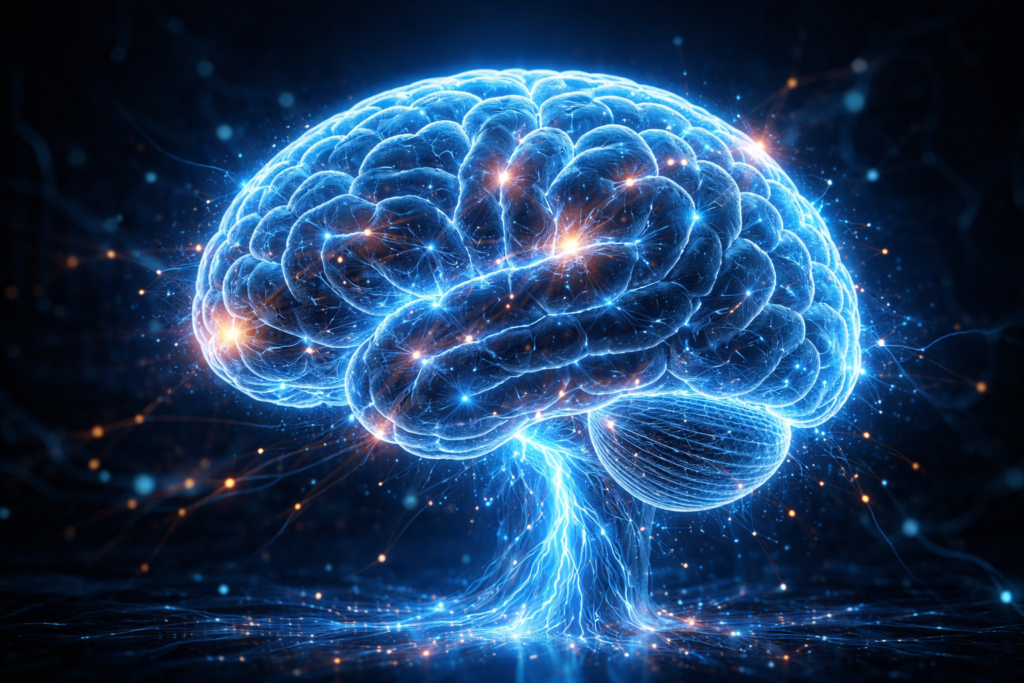 fascinating myths human brain glowing concept