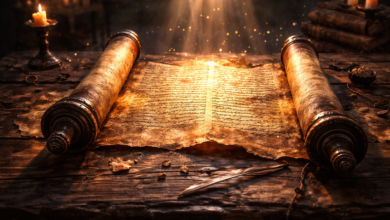 fascinating myths ancient scroll storytelling scene