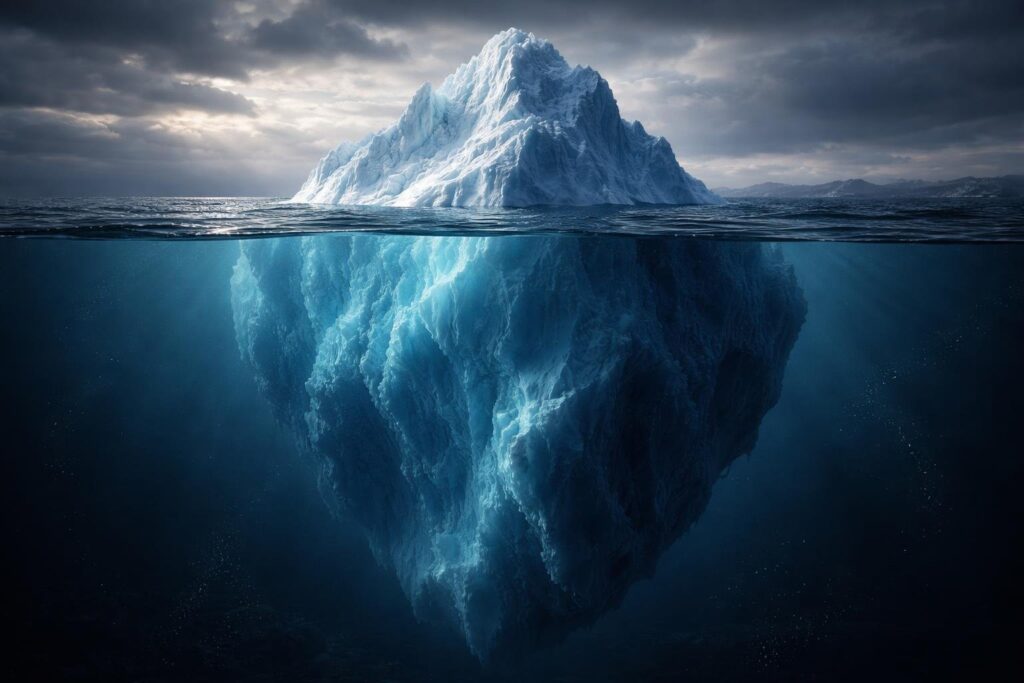 iceberg facts showing large underwater mass