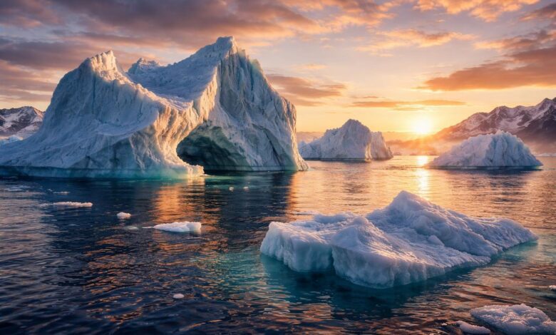 iceberg facts polar ocean with icebergs