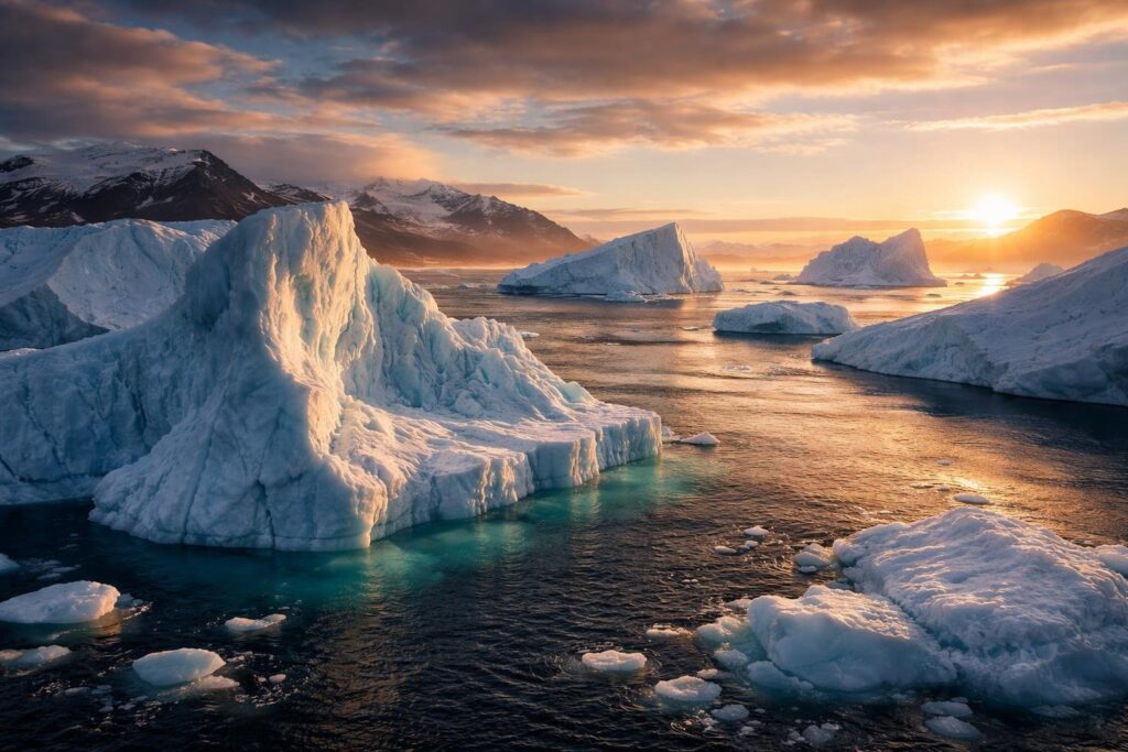 iceberg facts polar ocean with icebergs