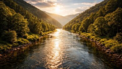 river facts wide flowing river landscape