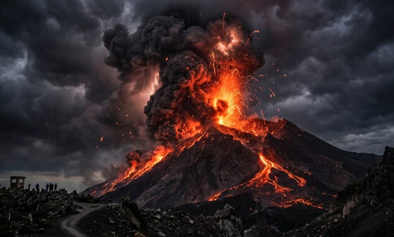 volcano facts explosive eruption with lava